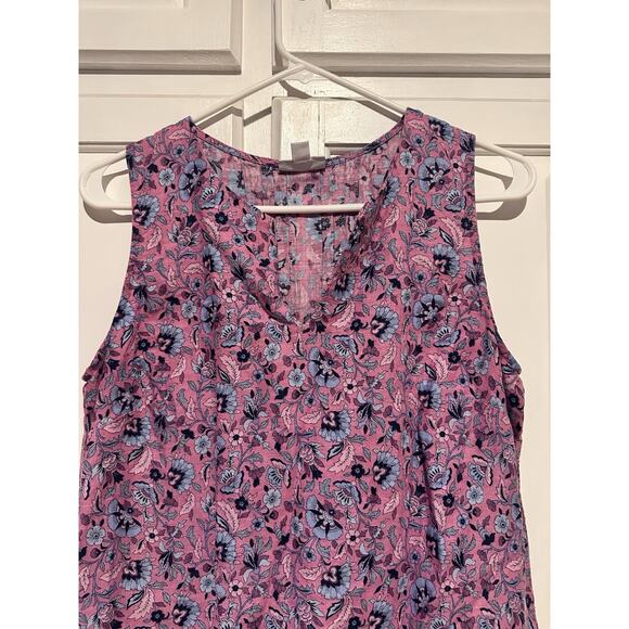 J. Jill Love Linen Shift Dress Size Small Paisley Pink 100% Linen Sleeveless - Picture 2 of 15